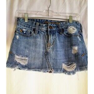 Abercrombie & Fitch Jean Mini Skirt SZ XS Distressed Frayed